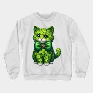 Clover Cat St Patricks Day Crewneck Sweatshirt